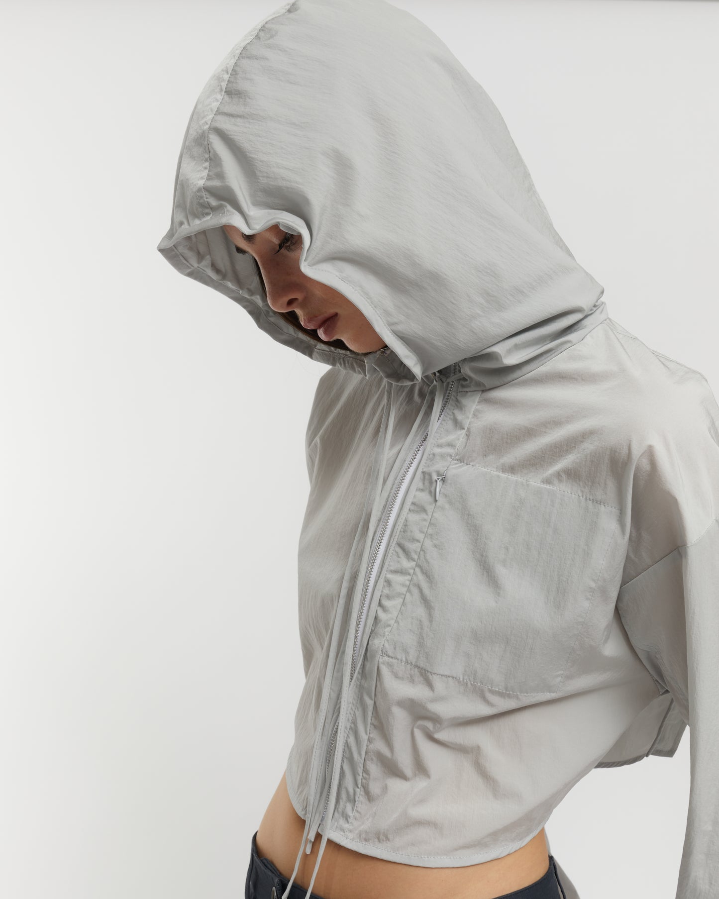 BACK CINCHED NYLON BOMBER JACKET