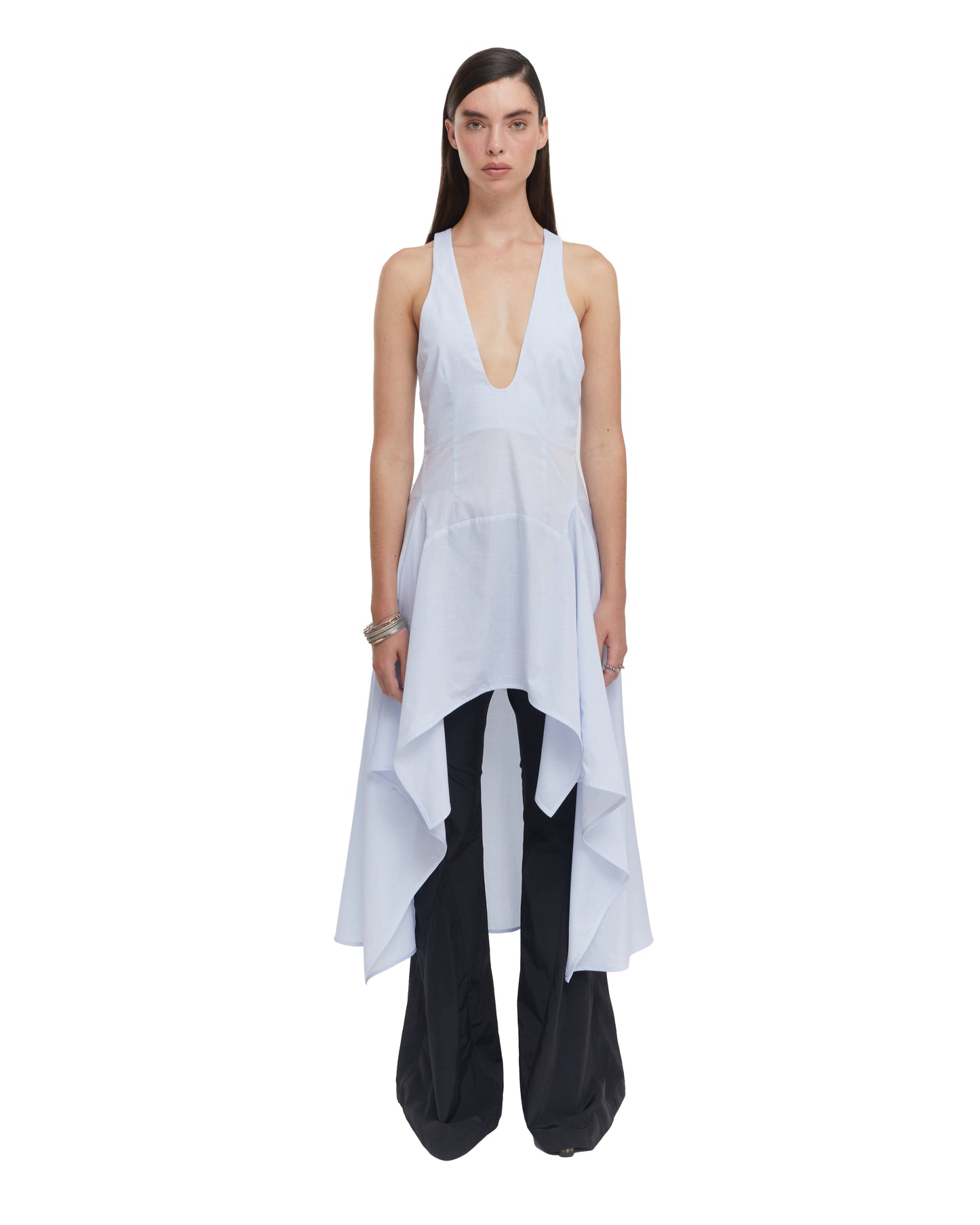 PLUNGED NECK SLEEVELESS DRESS